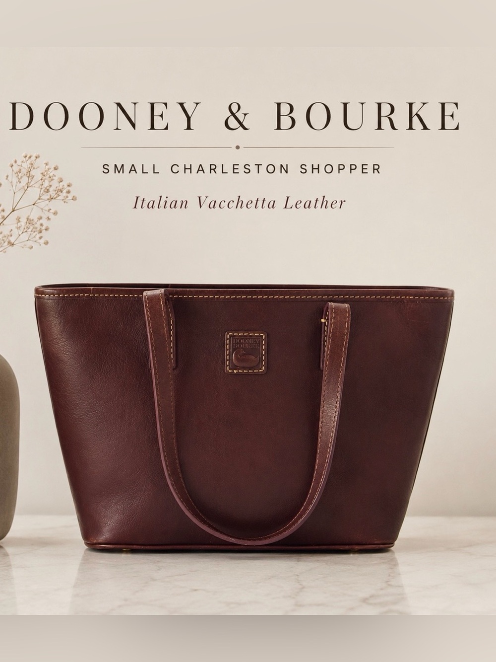 Dooney & Bourke Small Charleston Shopper Burgundy Vacchetta Leather Tote